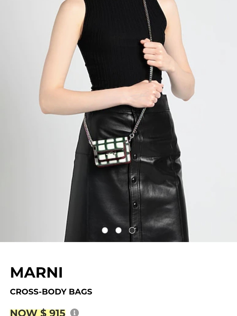 Marni Mini Crossbody Bag in Black, White & Green Grid